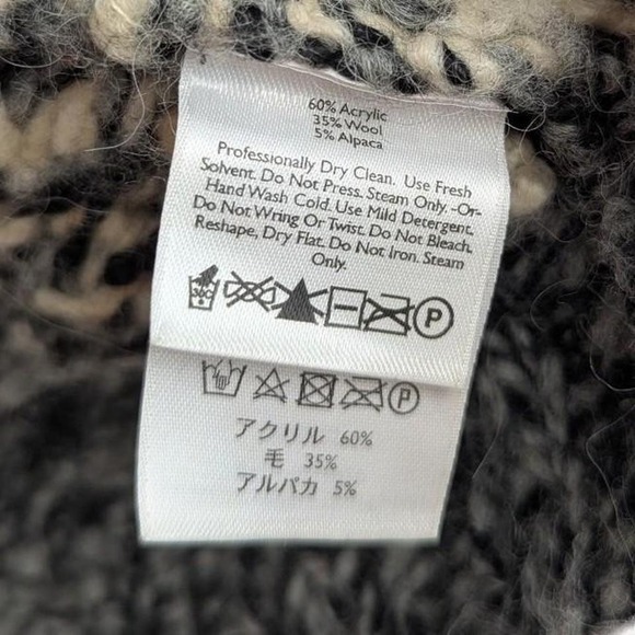 Eddie Bauer Hand Knit Fair Isle Wrap Cardigan Brown - Size L/XL - Picture 6 of 7